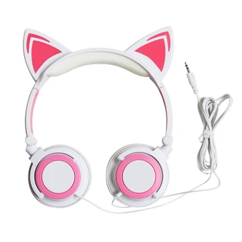 Srčkan Otroci Slušalke Brezžične Slušalke Mačje Uho Dekleta LED Luči Darilo Bluetooth Slušalke HIFI Stereo Bas Z Microhpone Za PC