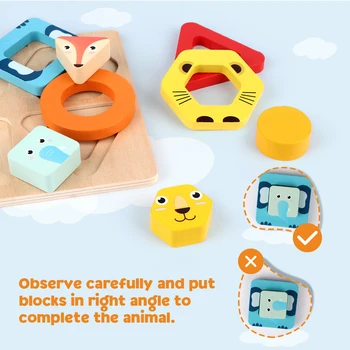 Coogam Lesene Živali Sortiranje & Zlaganje Igrače, Obliko, Barvo Priznanje Bloki Ujemanje Puzzle Igre Darilo za Malčka Otroci