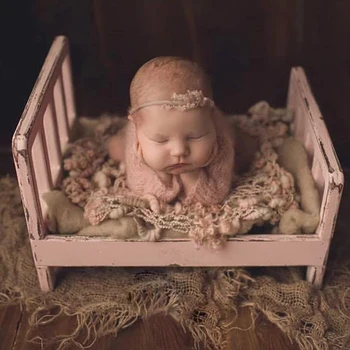 Novorojenček, ki Predstavljajo Kavč Prop za Photoshooting Lesa Posteljo Newborn Baby Fotografska Oprema Fotografski Studio Jaslice Prop za Fotografijo Ustrelil