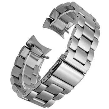 Premije iz Nerjavečega Jekla Watchband za Samsung Galaxy Watch 46mm SM-R800 Športni Pas Ukrivljen Koncu Pašček za Zapestje Zapestnica Srebrno Črna