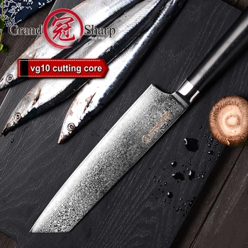2018 Damask Kuhar Nož 8.2 Palčni vg10 Damask Jekla Japonski Kuhinjski Noži G10 Ročaj Britev Ostrih Japonski Damask Rezilo NOVA