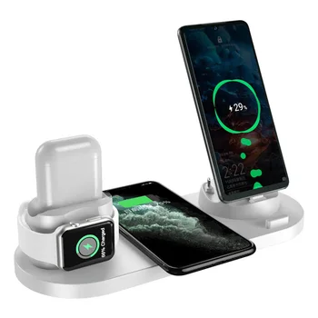 2021 Brezžični Polnilnik za iPhone 12 Pro Max 11 Xs Max 8 Plus 10W Hitro Polnjenje Tipke za Apple Watch 6 v 1 Polnjenje Dock Postajo