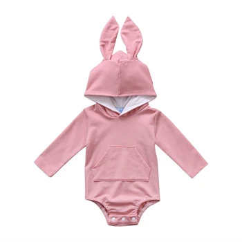 Baby Bodysuit!! Newborn Baby Toddler Dekle, Fant Hooded 3D Zajec Bodysuit Tople Bombažne Obleke Sunsuit Velikost 0-24M