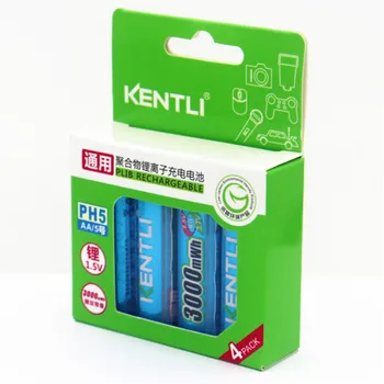 Brezplačna dostava 8pcs/veliko KENTLI 1,5 v AA 3000mWh polnilna Litij-polimer baterija litij -