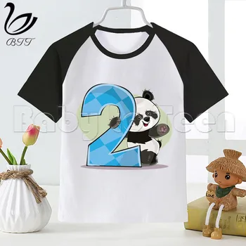Rojstni Dan Panda Številke 1-9 T Shirt Risanka Natisni T-Shirt Oblikovalec Otrok Otroci T Srajce Kratka Sleeved Otrok Oblačila