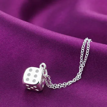 Moda 925 sterling srebrna ogrlica ženski kocke obesek design luštna dekleta trdna srebrni nakit Argent bijoux brezplačna dostava