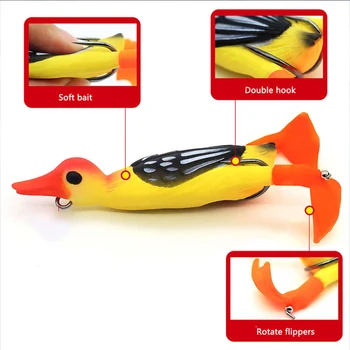 5Pcs Propeler Flipper Raca Fishing Lure Wobbler Izmika Krap Ribolov Žaba Lure Umetne Vabe Raček 3D Oči Dan Vabe Bas