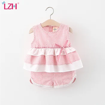 LZH 2021summer brez Rokavov Otroška Oblačila Girls Moda Predalčni otroška Oblačila Preplete Dojenčka Otroci Določa 1-4 Let Baby Obleke