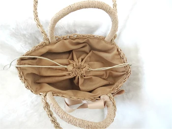 Modna torba ženske slame vrečko bohemian Plaži tote vrečko ročno pletene lok rattan vrečko