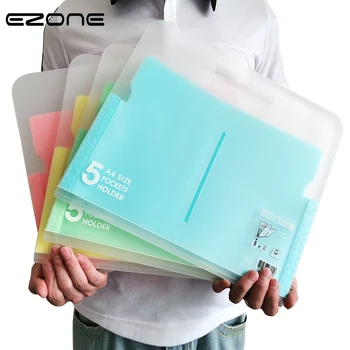EZONE 5 Pocket Mapo Datoteke Candy Barve Širi Denarnice PP Mapo Portable Document Vrečko Datoteke sistema Office, Vrečko za Shranjevanje 327*280*30 mm