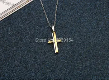 Moški Ogrlica Križ Zlat Obesek, Modni, Klasični Križ Nakit Iz Nerjavečega Jekla Metal Krog Čar Titana Verige
