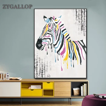 Partitura in Barvne Zebra Platno Slikarstvo Povzetek Živali Wall Art Tisk Plakatov Skandinavskih Stenske Slike za Dom Design