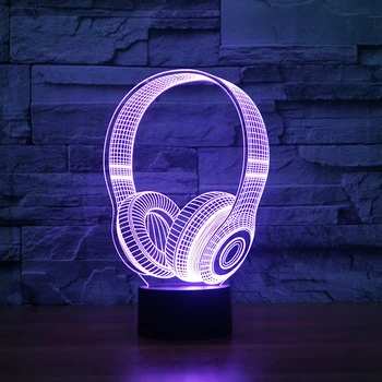 Otroci, ki so Najboljše za Rojstni dan Darila 3D DJ Slušalke Obliko Noč Svetlobe LED namizne Svetilke Spalnica Dekor Glasbe Barvite Slušalke Spanja Lightings