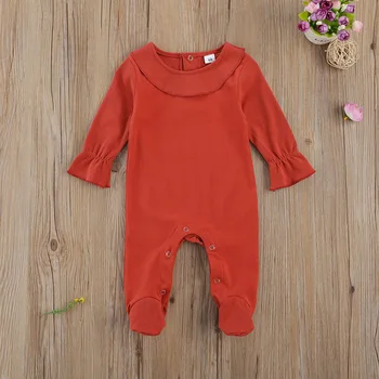 2020 Newborn Baby Girl Boy Footie Dolg Rokav Romper Listov Tiskanje Enega Kosa Dojenčka Jumpsuit Spalni Dolg Rokav Pižami