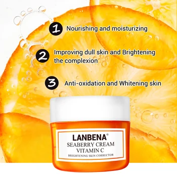 LANBENA Vitamina C Obrazne Kreme za Beljenje Dviganje Učvrstitev Hranljiva Izboljšanje Dolgočasno Kožo Ščitijo Oživljanju Zategnite Kožo