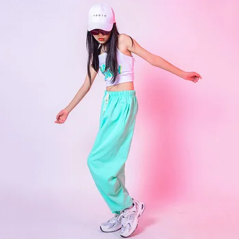 Dekleta Hip Hop Plesne Kostume Telovnik Ohlapne Hlače Otroci Ulični Ples Obleko Otrok Sodobna Oblačila Stopnji Uspešnosti Obrabe DN6110