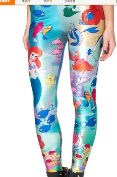 1pcs/veliko evropski stil Digitalni Tisk POD MORJEM DOKOLENKE Za Ženske priložnostne Morje morska deklica brezplačno legging