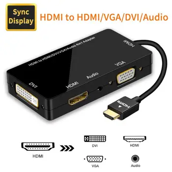 HDMI Splitter za HDMI DVI VGA Audio Converter pozlačen Priključek 4K za Prenosni Računalnik HDTV PS3 Multiport 4-v-1 Adapter HDMI