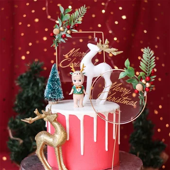 Vesel Božič Akril Torto Pokrivalo Božični Okrasek Cupcake Torto Dekoracijo Za Xmas Party Doma Dekor Navidad Novo Leto, Darila