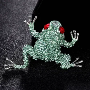 Nov Prihod Zelena Emajl Žaba broška za moške nakit Kovinski Kositrne Zlitine broške šopek rdečih oči žaba pin broches klobuki opremo