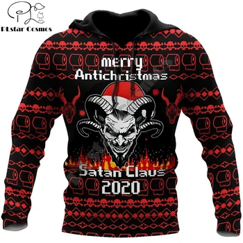 Vesel Anti-Božič Satanic 3D Tiskanih Hoodie Moški Majica Vrhnja Ulične Zip Pulover Športna Jakna Trenirke KJ0260