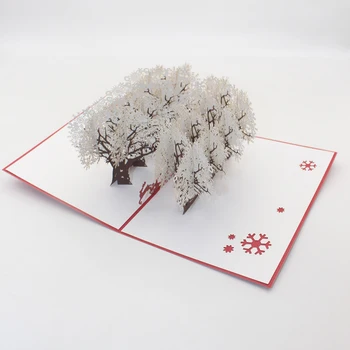 3D Ročno Vesel Božič Bela Snežinka Drevo, Gozd Elk Papirja, Voščilnice Razglednice Novo Leto Otroci Prijatelj Poslovanje Darilo