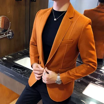Visoko kakovostna mešanica volne blazer moda poslovni moške slim retro suknjič velikosti 5XL moške socialni klub formalno jopič