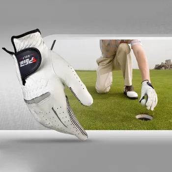 2017 Novo Pravega Usnja Rokavice za Golf Moške Levo Desno Roko Mehko Dihanje Čiste Ovčje kože Z Anti-slip granule Rokavice za Golf