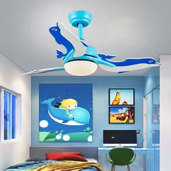 Dolphin 42 palčni led stropni ventilator z lučmi daljinski upravljalnik otroški sobi DC navijači ventilator lučka spalnica frekvenca Reverzibilna