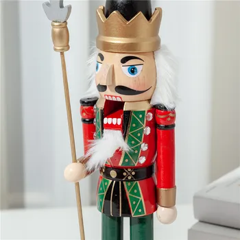 38 cm Božič Kralj Nutcracker Zastavo Vojak Lutke Lepe Naslikal Nutcracker Otrok Božično Darilo Igrača ht185