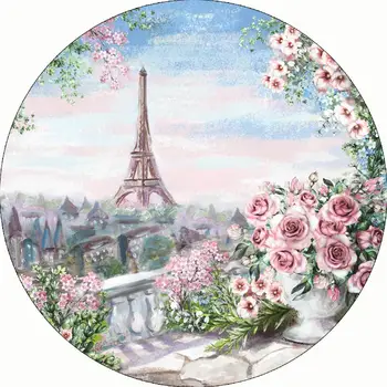 Funnytree Parizu Stolp Rose neba slikarstvo krog Krog Ozadje kritje Rojstni dan, Poroko Cvetlični Ozadju Doma Dekoracijo
