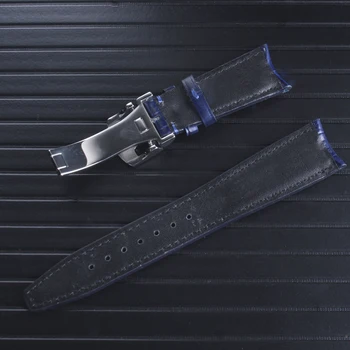 Moški Usnjeni Watchbands 20 mm 22 mm Black Blue Pravega Usnja Watchbands Za IWC Pilotni Trak Zapestnica