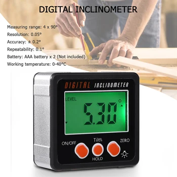 Elektronski Merilnikom. Digitalni Inclinometer 0-360 Aluminij Zlitine Digitalni Kpl. Polje Kota Gauge Merilnik Magneti Osnovno Merilno orodje