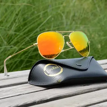 Luksuzni steklo objektiv Pilotni sončna očala ženske Moški 2020 sončna očala 58mm Letalski okvir Barva Leče uv400 žarki ice blue G15