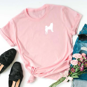 Smešno Shiba Inu japonski tiskanja bombažne majice za ženske pasje ljubitelje punco Grafični Tees poletje priložnostne Ženski zgornji deli oblačil hipster