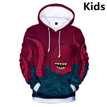 3 Do 14 Let Otroci Hoodie 3D Hobotnica Hoodies Majica Fantje, Deklice Dolg Rokav Risanka Jakno Plašč Vrhnja oblačila Otrok Oblačila