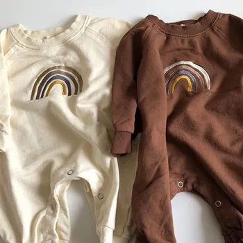 Novorojenčka Fantje Romper 2020 Jeseni Otroške Igralne Obleke Mavrica Embrodiery Baby Pozimi Jumpsuit Korejski Dojenčka, Malčka Dekleta Vrhnja Oblačila