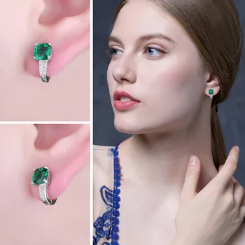 JewelryPalace Ustvarili Nano Smaragdno Posnetek Uhani 925 Sterling Srebrni Uhani Za Ženske Dragih Kamnov, Korejski Earings Modni Nakit