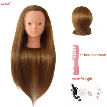 Brez ličila usposabljanje glave z dolgo debel blond lasje praksi Frizerski lutka pletenic za lase Styling glavo manekenke za prodajo