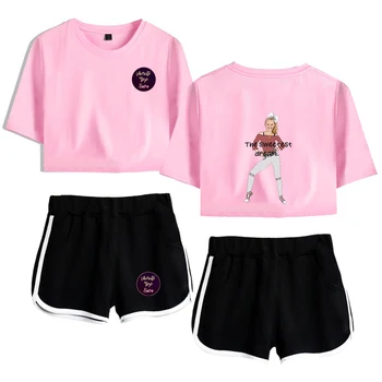 Poletje JOJO SIWA Izpostavljeni Popka Bela majica+hlače ženske dvodelne postavlja Nove Tiskanja Bombaž JOJO SIWA dekle dvodelne obleke