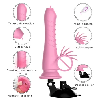 Samodejno Teleskopsko Rotacije, Dildo, Vibrator za Ženske 20 Načinu Jezika Lizanje Vibrator Ženski Masturabtor Erotične Igrače za Odrasle