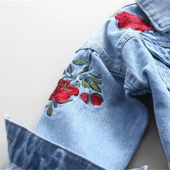 1-6Yrs Otroci Dekleta Jeans Jakne Cvetlični Appliques Coats Novo 2020 Moda Pomlad Jesen Otrok Outwear Coats Otroci Traper Suknjič