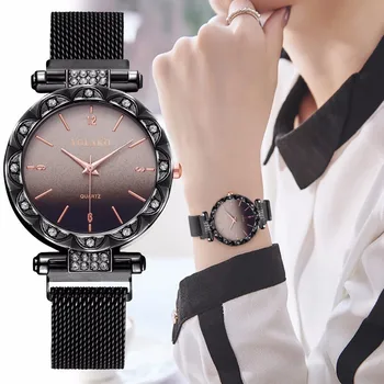 Luksuzni Ženske Gledajo Magnet Magnet Star Mavrica Mavrica Gradient Barve Neto Rdeče Digitalna Quartz Priložnostne Ure Reloj Mujer