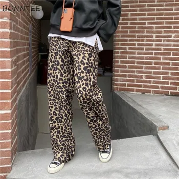 Priložnostne Hlače Visoko Pasu Ženska Leopard Svoboden Street Nositi Hip Hop Nove Jesensko korejski Harajuku Femme Vse-tekmo, Široko Noge Hlače