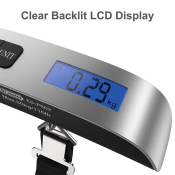 50 kg/110lb Kavljem Pasu Obsega LCD Digitalni Elektronski Lestvica Za Potovanja Kovček za Prtljago Viseče Tehtnice za Tehtanje ročni