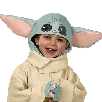 Vroče Zvezde cosplay Vojne Mandalorian Baby Yoda Cosplay Kostum Haljo s klobuk Modno Fotografiranje Obleko Božič Darilo