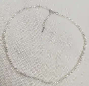 Ženske, Nakit ogrlica 3 mm bel krog biseri naravne južna morja lupine pearl ročno izdelana ogrlica