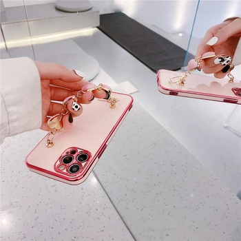 3D Luksuzni srce Ljubezni, plišastih zapestnica Sijoče nanašanje silikona, Telefon Primeru Za iPhone 8 Plus X XR XS 12 11Pro Max moda dekle pokrov