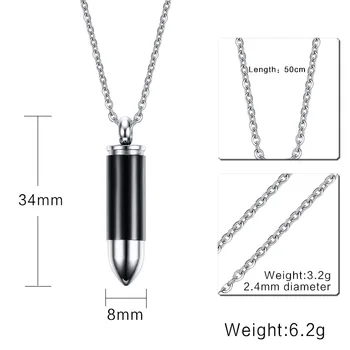 FXM VEE9 iz nerjavečega jekla ogrlica vroče prodajo priljubljenih samskih žensk, 34 mm Bullet barve Bullet ZDA slog ljubimec darilo za ženske, nakit
