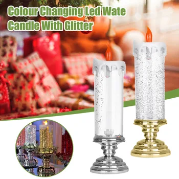 30# Polnilna Barva Elektronski LED Nepremočljiva Sveča Z Bleščicami Barva Spreminja, LED, Voda Sveča Hogard 300 ml Navidad